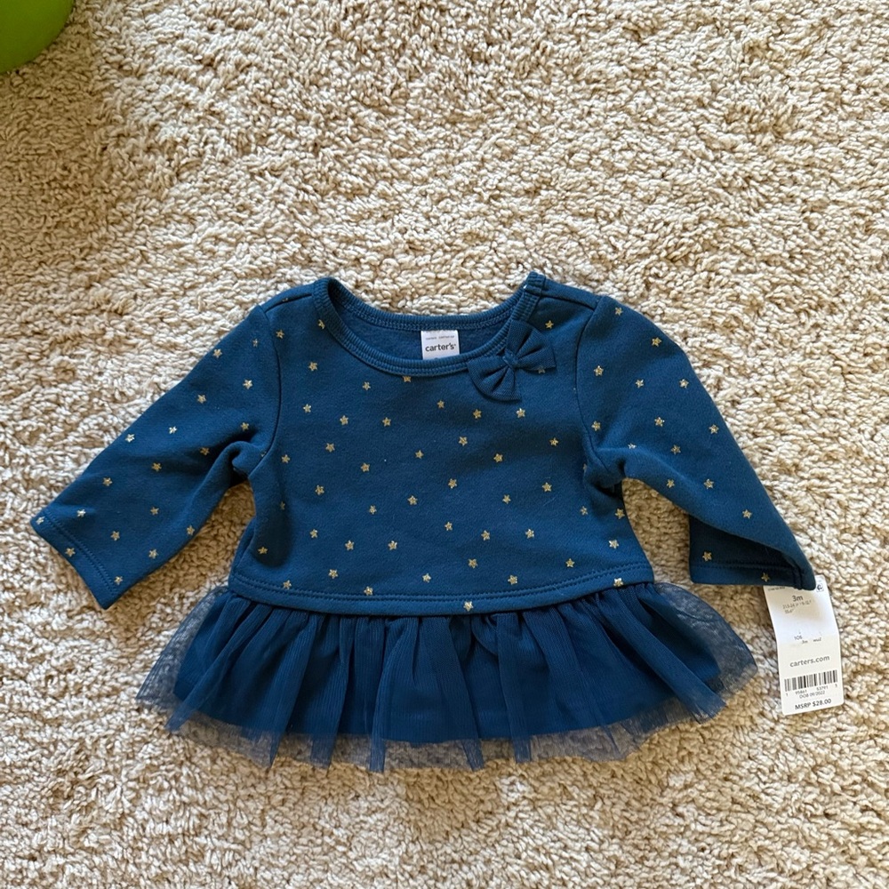 Carter's Blue Tulle Baby Dress with Gold Stars